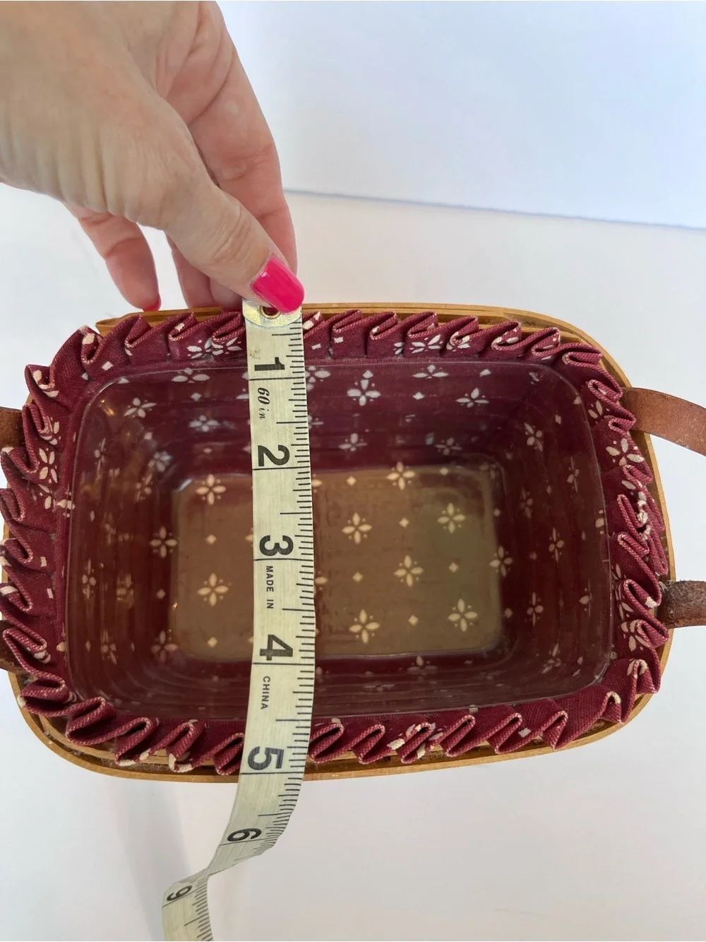 Vintage Longaberger Basket Small Market Basket Red Liner Farmhouse 1998